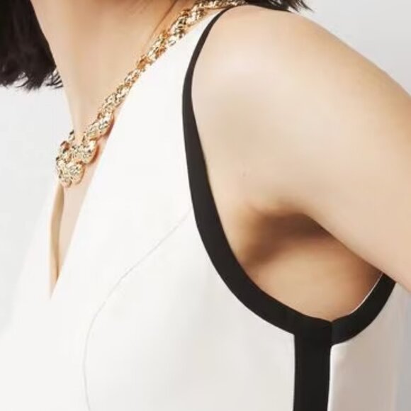 WHBM $160 Sleeveless V-neck Colorblock Sheath Black/White 10 RUNS SMALL! - Picture 8 of 9